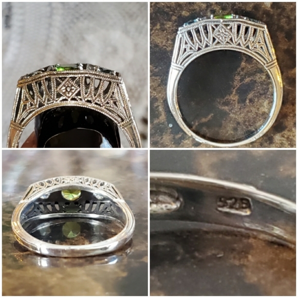 Genuine 1ct Peridot and Aquamarine Ring Size 8 - Picture 6 of 7